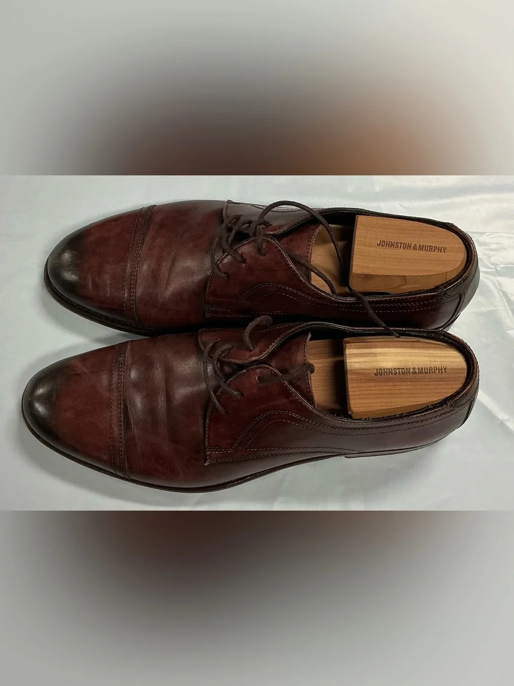 Johnston & Murphy Burnished Chestnut Brown Cap-Toe Derby PR26-10